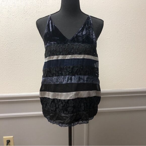 Loft multi color spagetti strap lace trimmed top - Picture 1 of 11